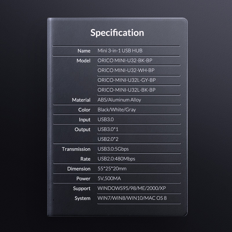 Hub USB 3.0 ORICO Splitter USB fără fir pentru notebook Extensor pentru laptop cu 3 porturi PC Computer Hub de încărcare USB 2.0 pentru accesorii pentru laptop