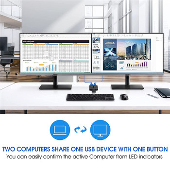 USB 3.0 Switch Selector KVM Switch 5Gbps 2 in 1 Out USB Switch USB 3.0 Two-Way Sharer за споделяне на принтер Клавиатура Мишка