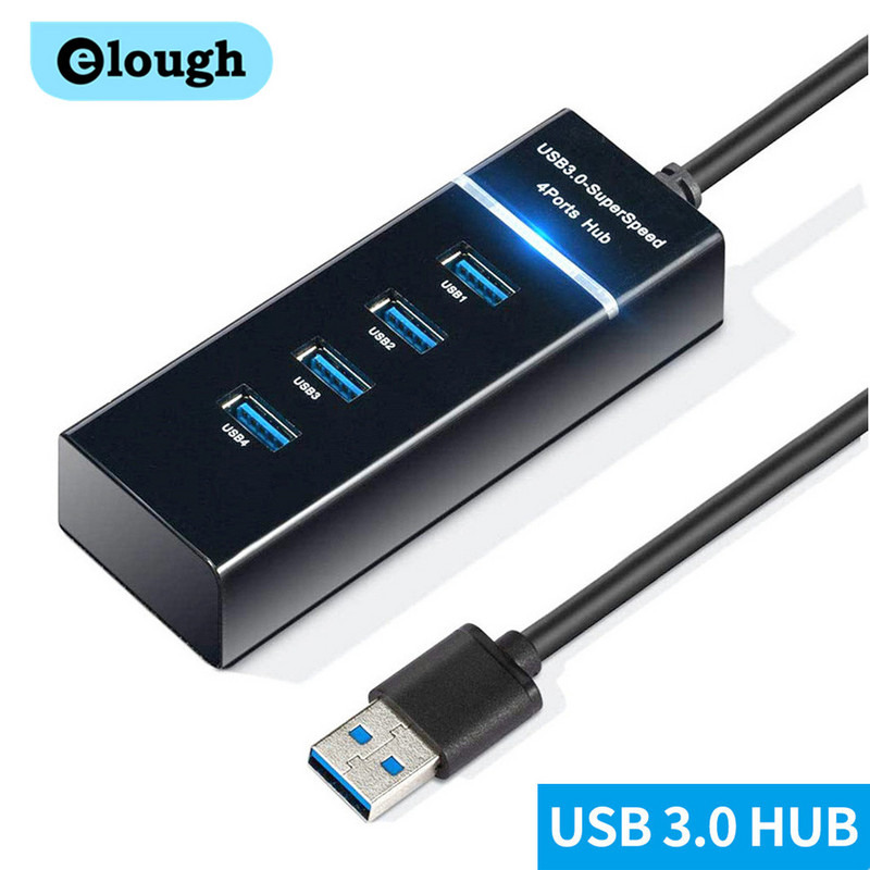 Elough 4 Ports USB Hub 3 0 Nagy sebességű Multi USB Splitter Adapter OTG Xiaomi Lenovo PC számítógép tartozékokhoz 30/120cm