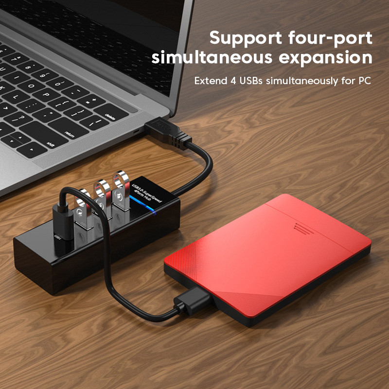Elough 4 Ports USB Hub 3 0 Nagy sebességű Multi USB Splitter Adapter OTG Xiaomi Lenovo PC számítógép tartozékokhoz 30/120cm