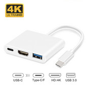 USB HUB C tipo USB prie HDMI suderinamo 4K konverterio adapteris C tipo į HD-MI/USB 3.0/C tipą, skirtas asmeniniam nešiojamajam kompiuteriui MacBook Huawei Mate 30