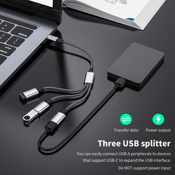 Type C към двоен USB OTG адаптер USB 2.0 Type-C Expansion HUB Data Charging Braid Cabo за Samsung Galaxy S22 MacBook Pro Air iPad