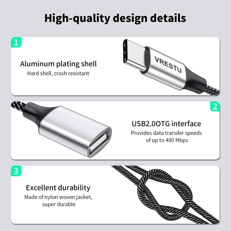 C tipo iki dvigubo USB OTG adapterio USB 2.0 tipo C išplėtimo HUB duomenų įkrovimo kabina, skirta Samsung Galaxy S22 MacBook Pro Air iPad