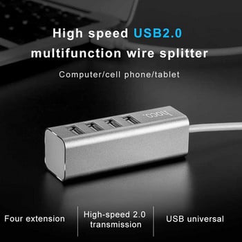 HOCO Универсален USB хъб 4 порта USB 2.0 с Micro USB кабел Високоскоростен мини хъб Socket Pattern Splitter Cable Adapter за iMac PC