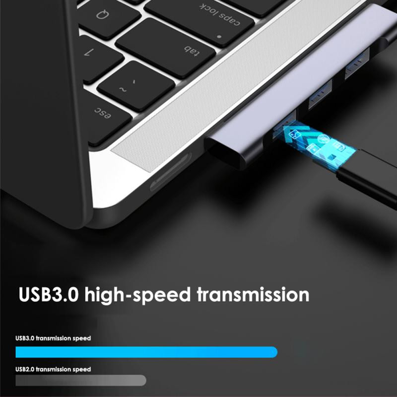 RYRA USB 3.0 USB-C USB HUB Könnyű, hordozható 4 in 1 dokkoló állomás PD nagy sebességű USB hub ötvözetből készült hőelvezetés PC laptophoz