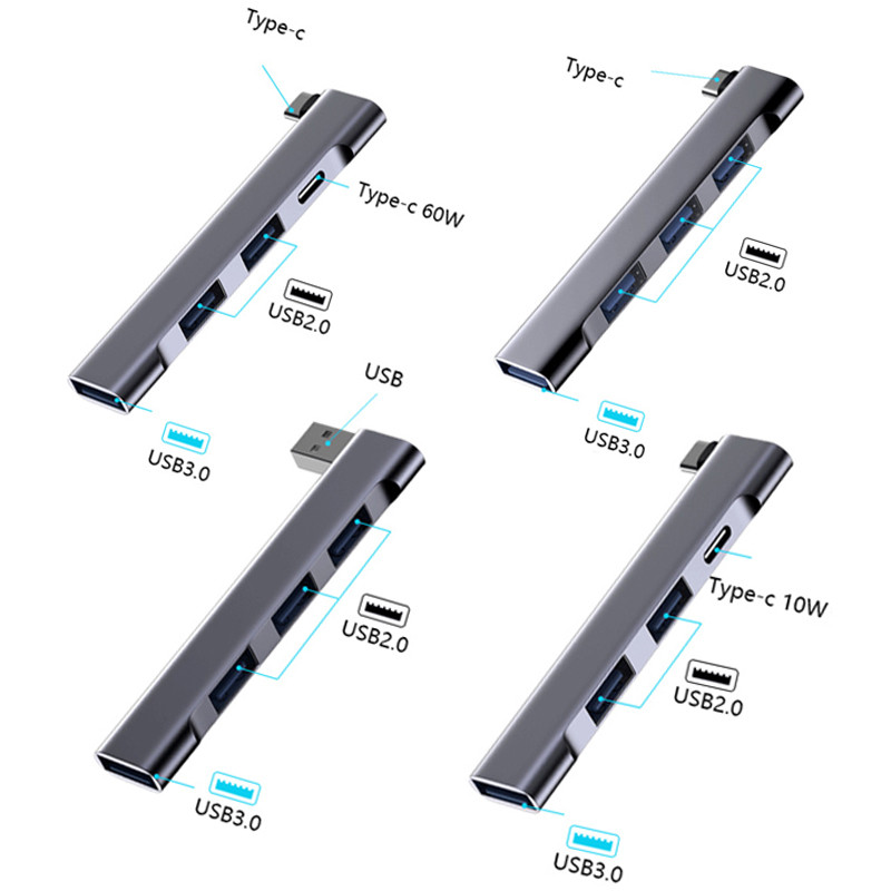 RYRA USB 3.0 USB-C USB HUB Könnyű, hordozható 4 in 1 dokkoló állomás PD nagy sebességű USB hub ötvözetből készült hőelvezetés PC laptophoz