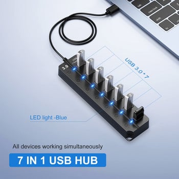 Usb Hub Extender Високоскоростен USB 3 0 до 4 7 порта сплитер с управление на превключвателя за аксесоари за лаптопи за лаптопи Xiaomi Macbook Pro PC