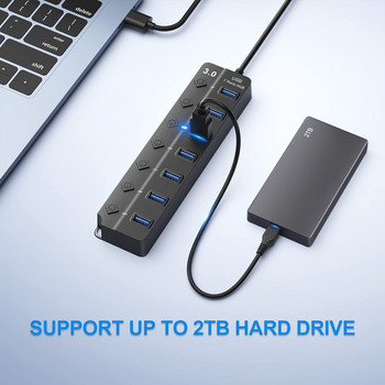 Usb Hub Extender Високоскоростен USB 3 0 до 4 7 порта сплитер с управление на превключвателя за аксесоари за лаптопи за лаптопи Xiaomi Macbook Pro PC