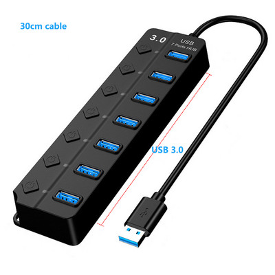 Usb Hub Extender High Speed USB 3 0 do 4 7 Ports Splitter s kontrolom prekidača za Xiaomi Macbook Pro PC Laptop Dodaci