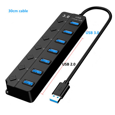Usb Hub Extender High Speed USB 3 0 do 4 7 Ports Splitter s kontrolom prekidača za Xiaomi Macbook Pro PC Laptop Dodaci