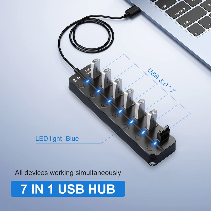 Usb Hub Extender High Speed USB 3 0 do 4 7 Ports Splitter s kontrolom prekidača za Xiaomi Macbook Pro PC Laptop Dodaci