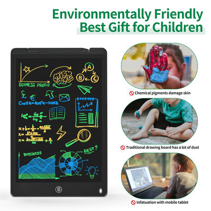 12 colių LCD piešimo planšetė elektroninė rašomoji lenta Skaitmeninė spalvinga grafika Rašymo ranka bloknotas vaikams Graffiti eskizų bloknotas lenta