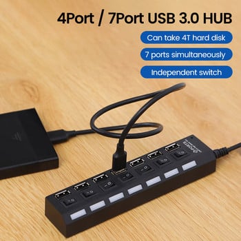 OLAF USB HUB 3.0 4/7 портов разширителен USB 3.0 хъб с превключвател Multi USB сплитер хъб Използвайте захранващ адаптер Компютърни аксесоари