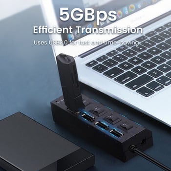 OLAF USB HUB 3.0 4/7 портов разширителен USB 3.0 хъб с превключвател Multi USB сплитер хъб Използвайте захранващ адаптер Компютърни аксесоари