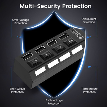 OLAF USB HUB 3.0 4/7 портов разширителен USB 3.0 хъб с превключвател Multi USB сплитер хъб Използвайте захранващ адаптер Компютърни аксесоари