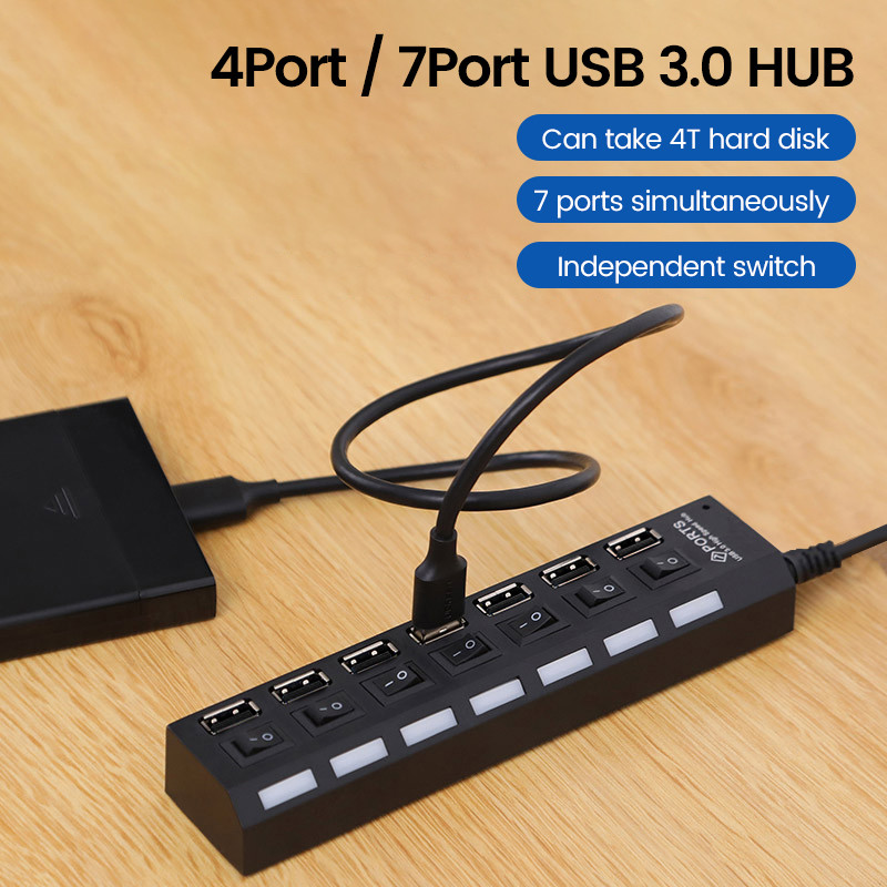 OLAF USB HUB 3.0 4/7 prievadų kelių išplėtimo USB 3.0 šakotuvas su jungikliu kelių USB skirstytuvo šakotuvas Naudokite maitinimo adapterio kompiuterio priedą