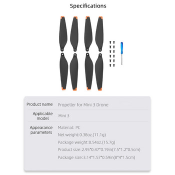 Έλικες Εφεδρική λεπίδα για Mini3 Flight Propellers Blade Προπέλες αεροσκαφών Ανταλλακτικά Κατσαβίδι και βίδες