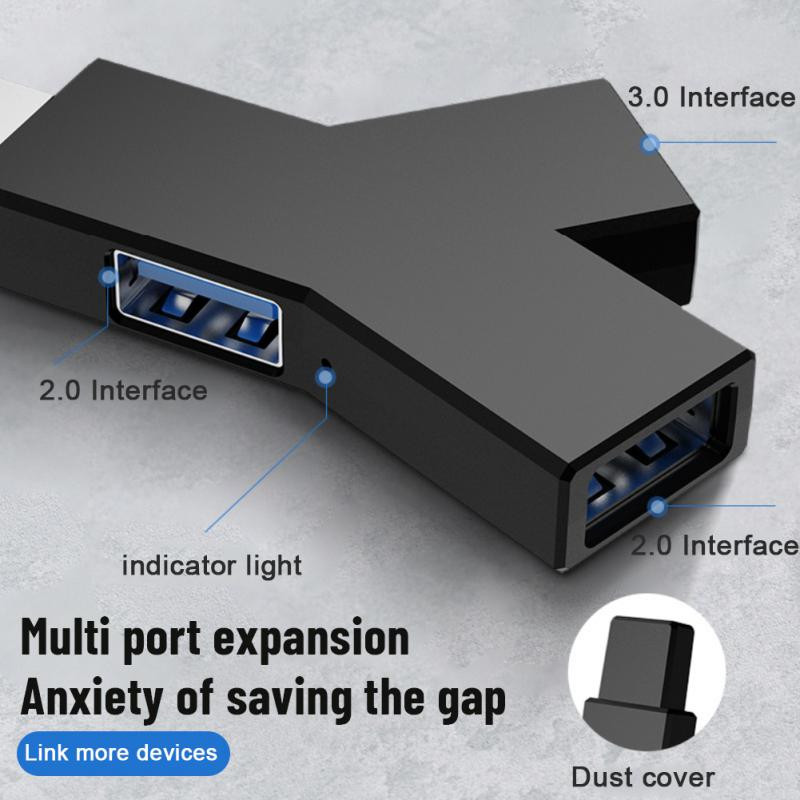 RYRA USB 3.0 šakotuvas USB 2.0 mini Y formos 3 viename USB-C šakotuvas kelių USB skirstytuvo šakotuvas Naudokite maitinimo adapterio plėstuvą, skirtą asmeniniam kompiuteriui nešiojamam kompiuteriui