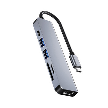USB C 3.1 хъб за лаптоп Тип C към HDMI-съвместим 4K TF SD четец на карти USB3.0 USB2.0 Data Mini Adapter за Macbook Air Pro M1 Dock
