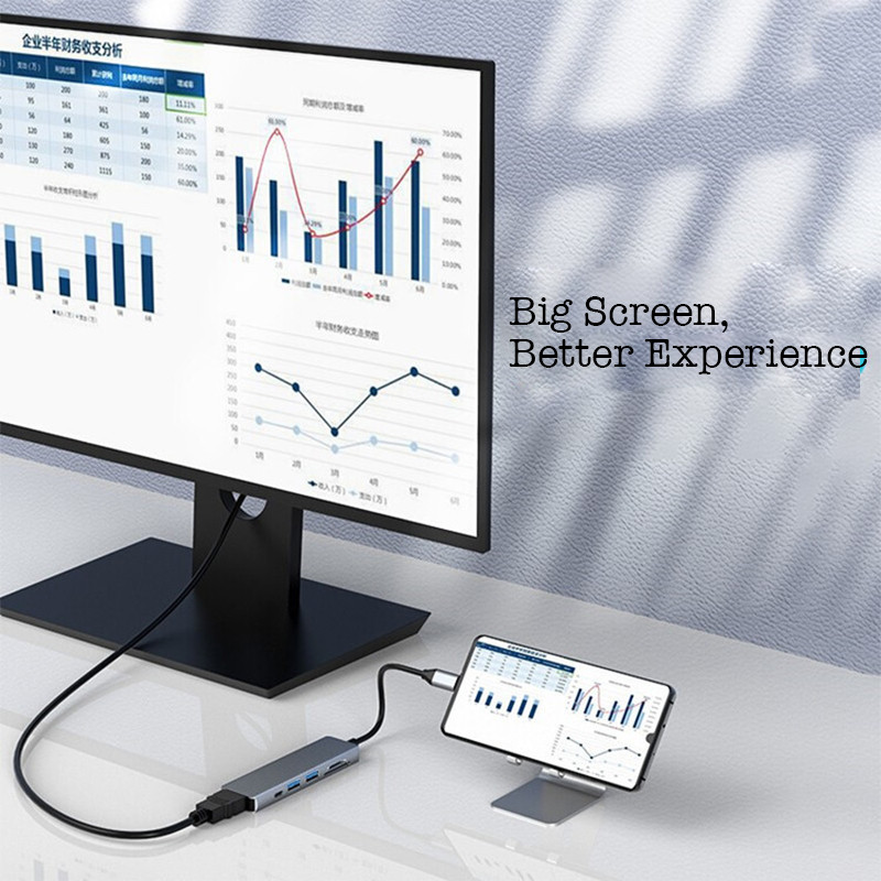 USB C 3.1 Laptop Hub Tip C la Cititor de carduri SD 4K TF compatibil HDMI Mini adaptor de date USB3.0 USB2.0 pentru Macbook Air Pro M1 Dock