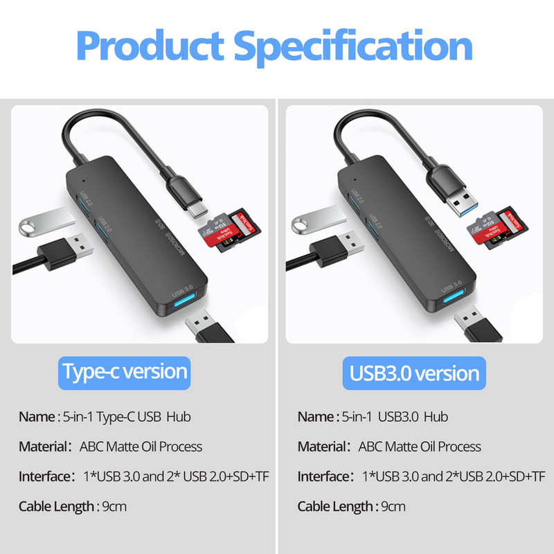 SeynLi prilagoditi za usb HUB USB Type C za Macbook Xiaomi Laptop Cable Adapter USB A HUB Multi Splitter Adapter TF SD čitač kartica