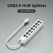 Switch Extension Hub 7 prievadų USB2.0 šakotuvas Kompiuterio USB plėtinio šakotuvas One Drag Seven USB2.0 skirstytuvas kompiuterio nešiojamasis kompiuteris darbalaukis