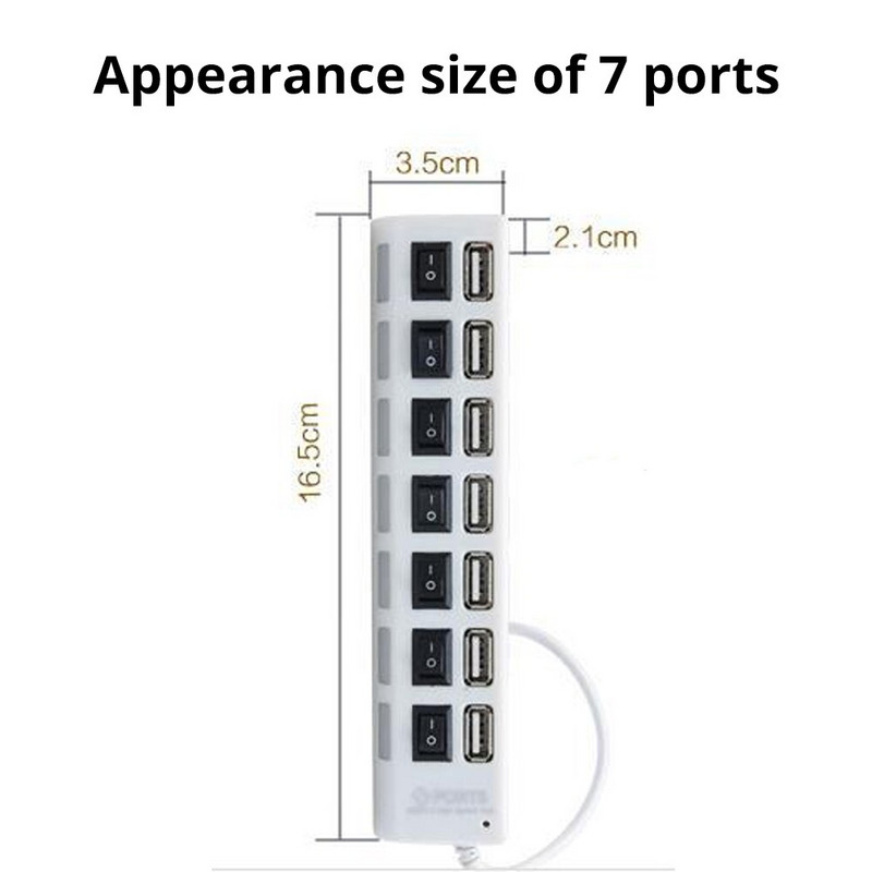 Switch Extension Hub 7 prievadų USB2.0 šakotuvas Kompiuterio USB plėtinio šakotuvas One Drag Seven USB2.0 skirstytuvas kompiuterio nešiojamasis kompiuteris darbalaukis