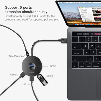 Baseus USB HUB USB 3.0 USB C HUB за MacBook Pro Surface USB Type C HUB USB 2.0 адаптер с Micro USB за компютър USB сплитер