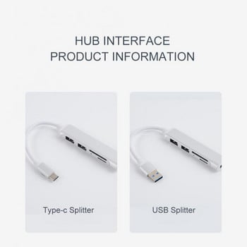 RYRA 5in1 Type C HUB USB 3.0 Multiport Splitter Adapter with SD TF Ports Card Reader for Macbook Compute PC Accessories