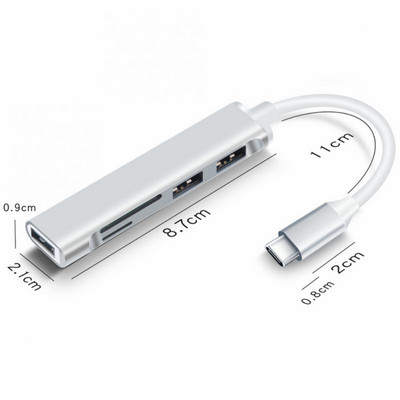 RYRA 5u1 Type C HUB USB 3.0 Multiport Splitter Adapter sa SD TF priključcima Čitač kartica za Macbook Compute PC Dodaci