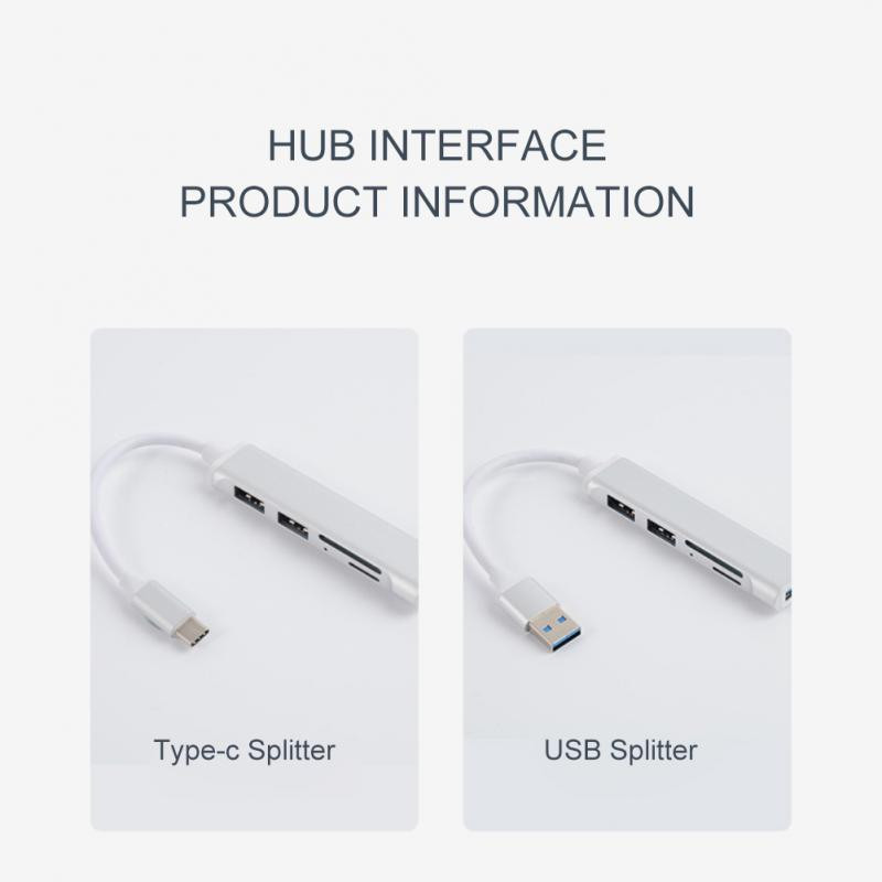 RYRA 5u1 Type C HUB USB 3.0 Multiport Splitter Adapter sa SD TF priključcima Čitač kartica za Macbook Compute PC Dodaci