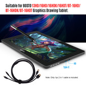 BOSTO 2-u-1 kabel za BOSTO 13HD/16HD/16HDK/16HDT/BT-16HD/BT-16HDK/BT-16HDT grafički tablet monitor za crtanje