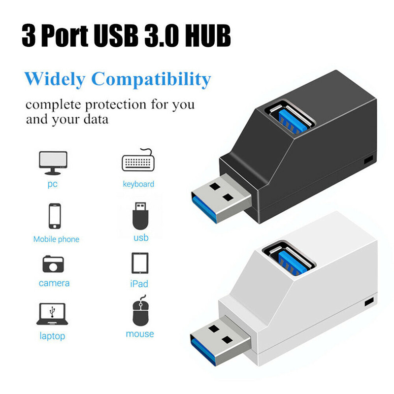 USB stebulės USB 3.0 stebulės skirstytuvas, kelių USB Hab 2.0 kelių šakotuvų išplėtimo 3 prievadų koncentratorius, skirtas nešiojamam kompiuteriui