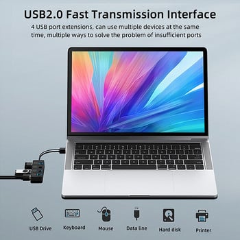 4 θύρες USB 2.0 HUB USB διακόπτης ενεργοποίησης/απενεργοποίησης splitter Expander με ανεξάρτητο προσαρμογέα δεδομένων γρήγορης μετάδοσης 480Mbps για υπολογιστή υπολογιστή