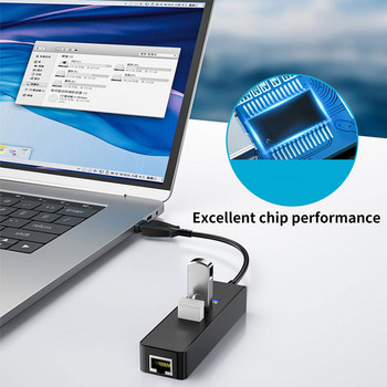 USB Ethernet с 3 порта USB HUB 3.0 RJ45 Lan мрежова карта USB към Ethernet адаптер за Mac iOS Android PC RTL8152 TYPE-C HUB