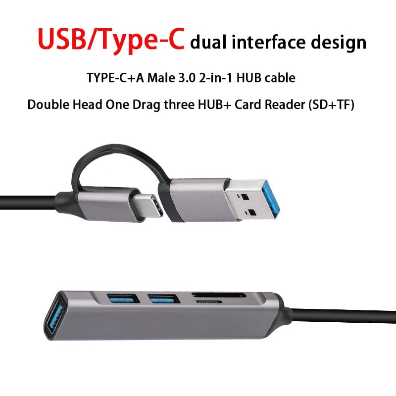 HUB USB C HUB de mare viteză TIP C 3.0 Cititor de carduri Splitter Multiport cu porturi SD TF pentru Accesorii pentru computer Macbook HUB HUB NOU