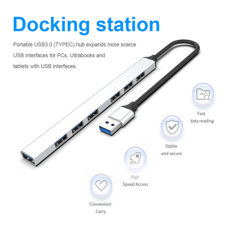USB Hub 3.0 Multi USB Splitter 7 USB Port 3.0 2.0 LED lámpa Lenovo Xiaomi Macbook Pro PC Hub USB 3 0 dokkolóhoz