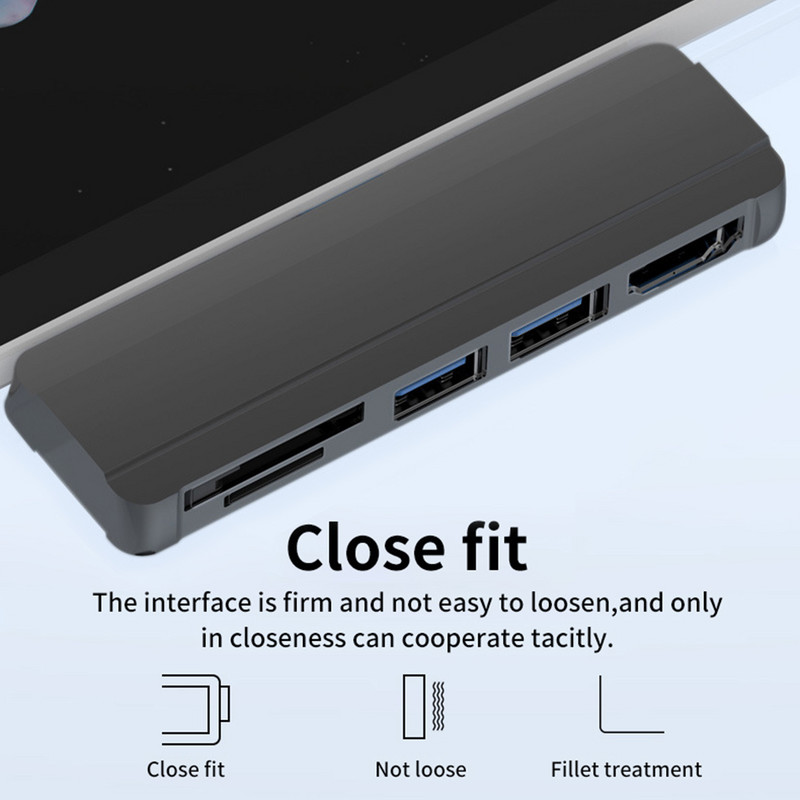 Microsoft Surface Pro 6 5 4 centrmezgla USB dokstacijai ar 4K HDMI saderīgu USB 3.0 atmiņas kartes slota lasītāja pārveidotāja adapteri