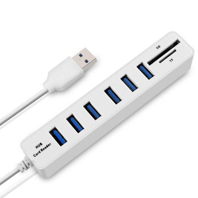 HUB High Speed USB 6 Port USB 2.0 + 2 Micro SD TF Čitač kartica Splitter Adapter Kabel za prijenosno računalo PC