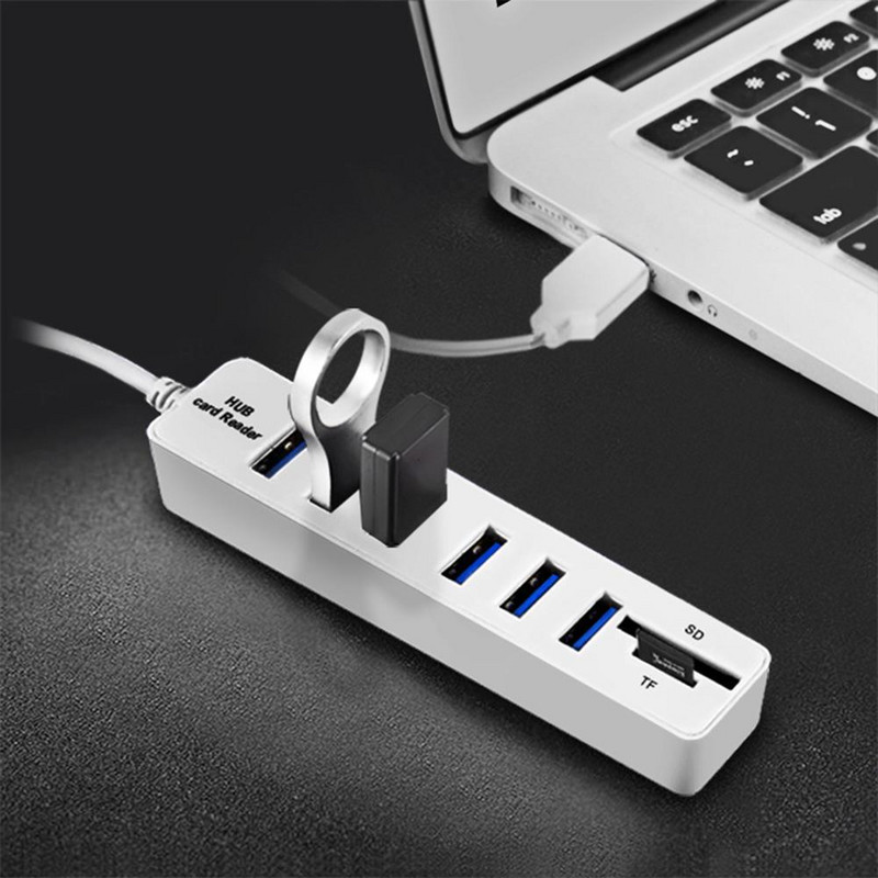 HUB High Speed USB 6 port USB 2.0 + 2 Micro SD TF karšu lasītājs sadalītāja adaptera kabelis klēpjdatoram datoram