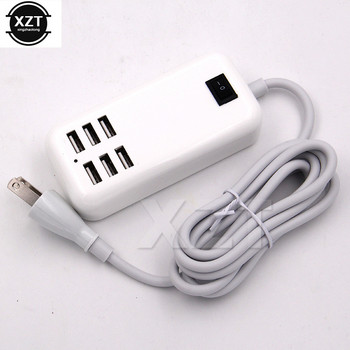 USB хъб EU US Plug 6 порта USB зарядно устройство 5V 3A стенен адаптер Зареждане на мобилен телефон за iPhone iPad Samsung с превключвател