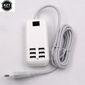 USB хъб EU US Plug 6 порта USB зарядно устройство 5V 3A стенен адаптер Зареждане на мобилен телефон за iPhone iPad Samsung с превключвател