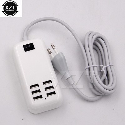 USB centrmezgls EU ASV spraudnis 6 porti USB lādētājs 5V 3A sienas adapteris mobilā tālruņa uzlāde priekš iPhone iPad Samsung ar slēdzi
