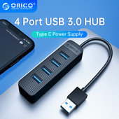 ORICO USB 3.0 HUB C típusú tápegység HUB 4 portos USB-adapter PC-hez Laptop Számítógép-tartozékok ABS USB-elosztó