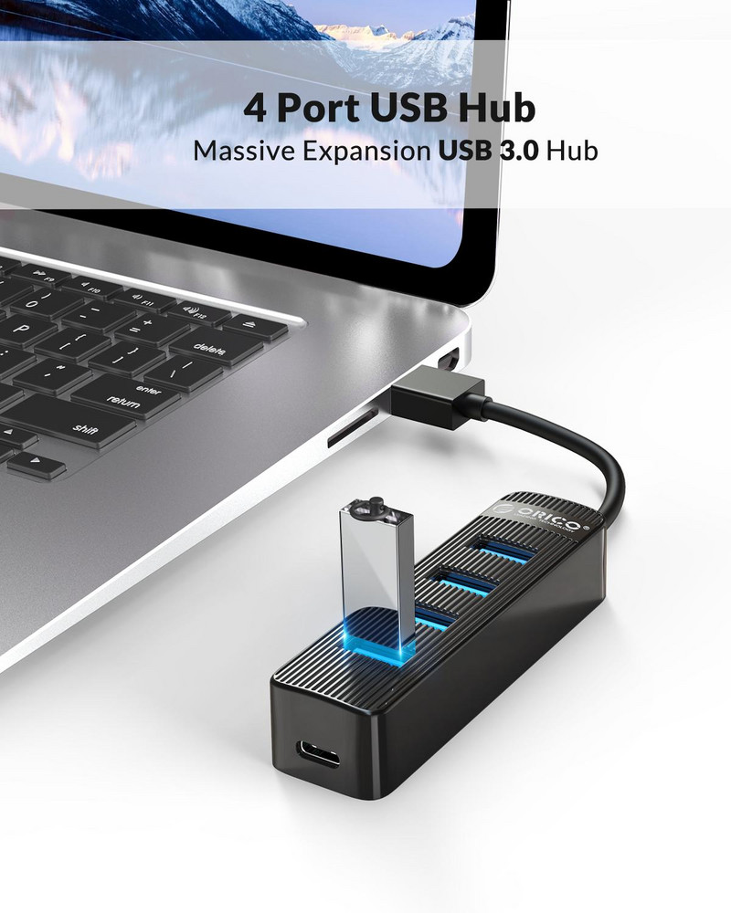 ORICO USB 3.0 HUB C típusú tápegység HUB 4 portos USB-adapter PC-hez Laptop Számítógép-tartozékok ABS USB-elosztó