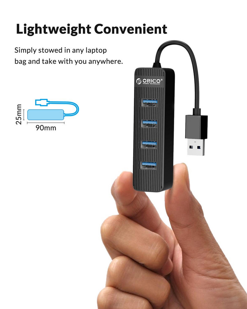 ORICO USB 3.0 HUB C típusú tápegység HUB 4 portos USB-adapter PC-hez Laptop Számítógép-tartozékok ABS USB-elosztó
