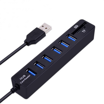RYRA USB HUB COMBO 8 prievadų skirstytuvas TF/SD kortelių skaitytuvas kompiuteris kelių sistemų naudokite populiarų USB įrenginį lengvam pratęsimui Nešiojamas HUB