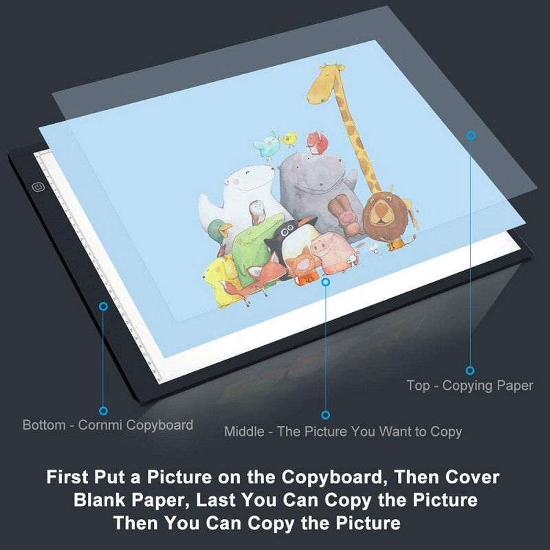 LED šviesos kilimėlis A4 piešimo planšetinis kompiuteris grafinis rašymas skaitmeninis žymeklis kopijavimo bloknotas deimantų tapybai eskizų didmeninė prekyba