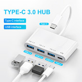 USB C HUB 4 porti C tipa USB uz USB 3.0 2.0 HUB sadalītāja USB-C adaptera dokstacija Macbook Pro iPad virsmai Samsung S21 Xiaomi