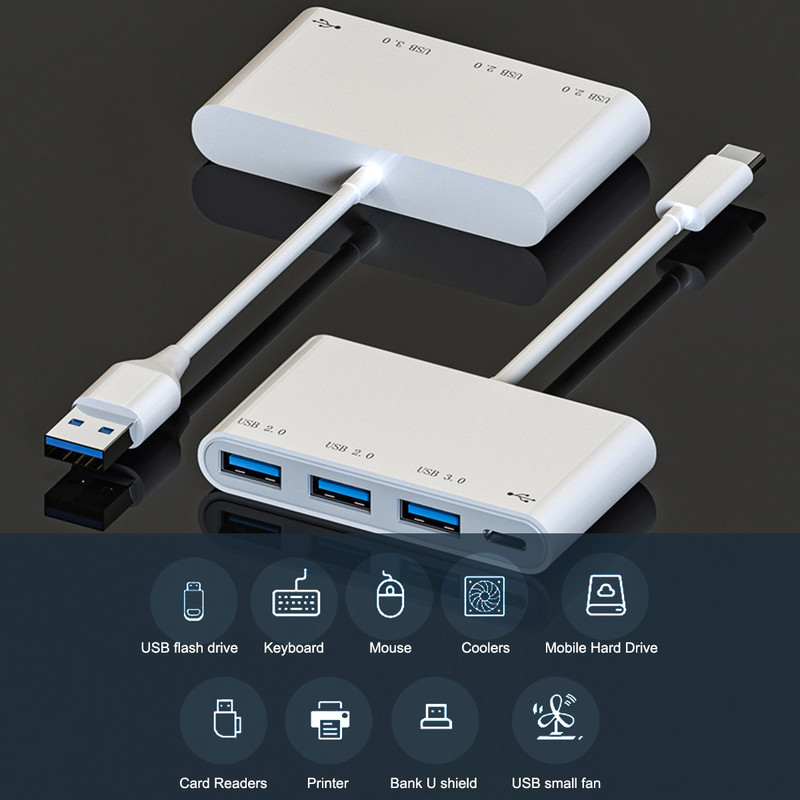 USB C HUB 4 porti C tipa USB uz USB 3.0 2.0 HUB sadalītāja USB-C adaptera dokstacija Macbook Pro iPad virsmai Samsung S21 Xiaomi